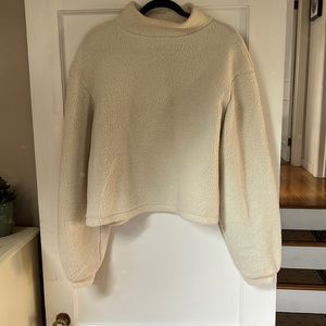 White Sherpa Mockneck Sweater